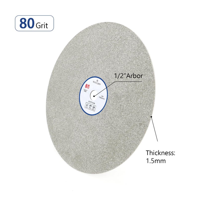 SCOTTCHEN Diamond Flat Lap Wheel 8" x 1/2" Grinding Sanding Disc Lapping Polishing Disc-80 Grit - Image 2